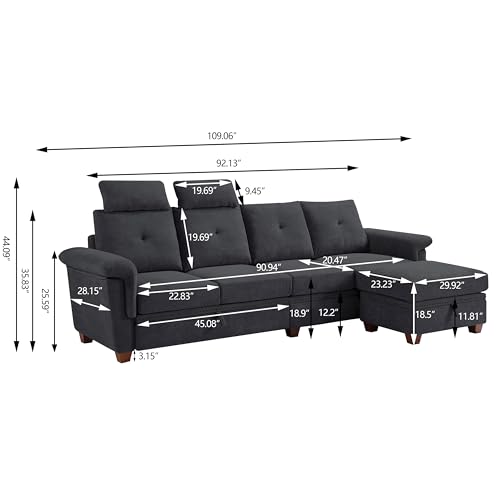 Beige Microfiber L Shaped Sectional Sofa with Storage Chaise H25164