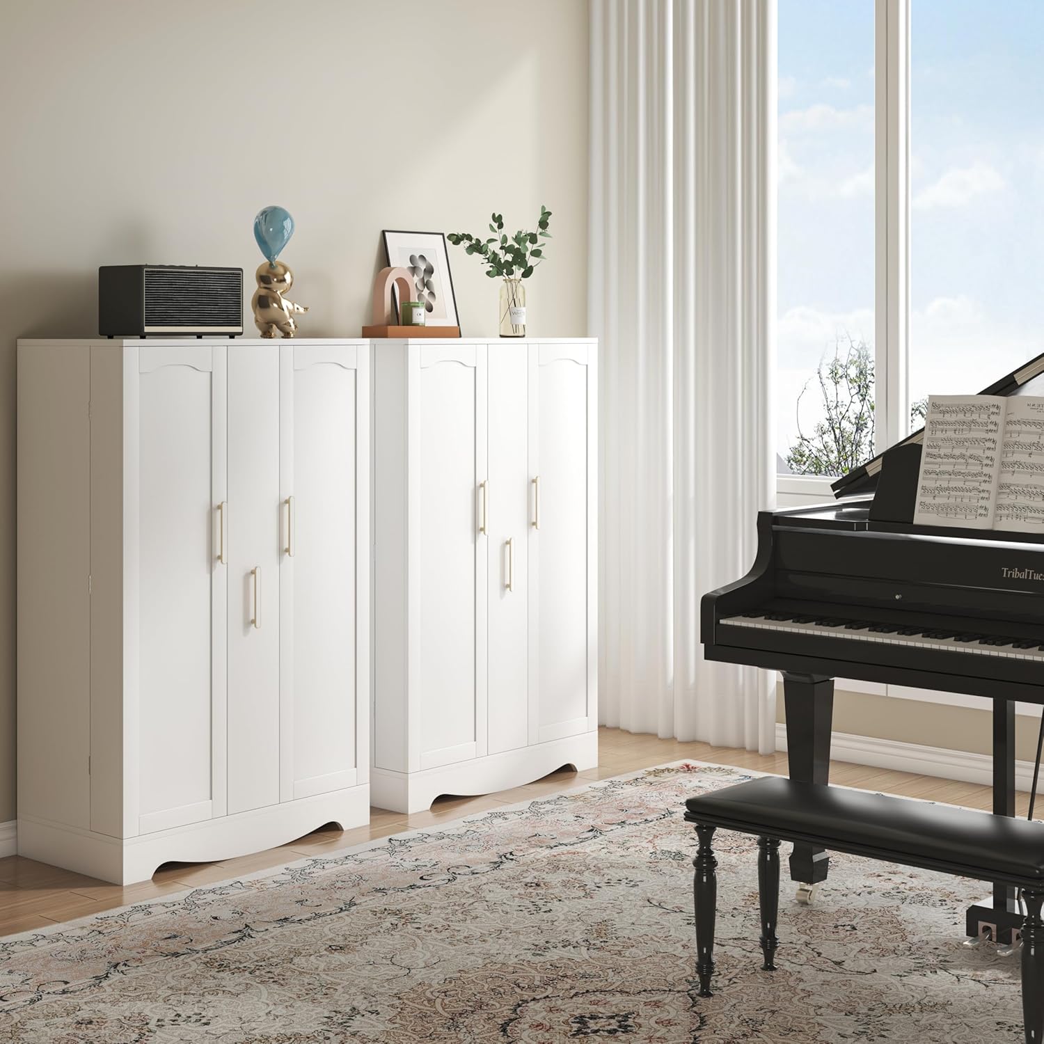 White Kitchen Pantry Cabinet with Drawer and Adjustable Shelves E961