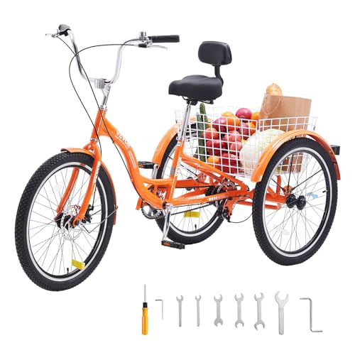 24 Inch Aluminum Alloy Three-Wheeled Tricycle (Orange) Y924796