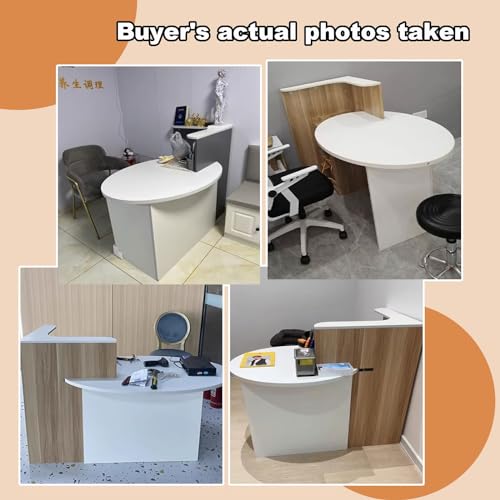 White Oval Wooden Reception Desk L5576