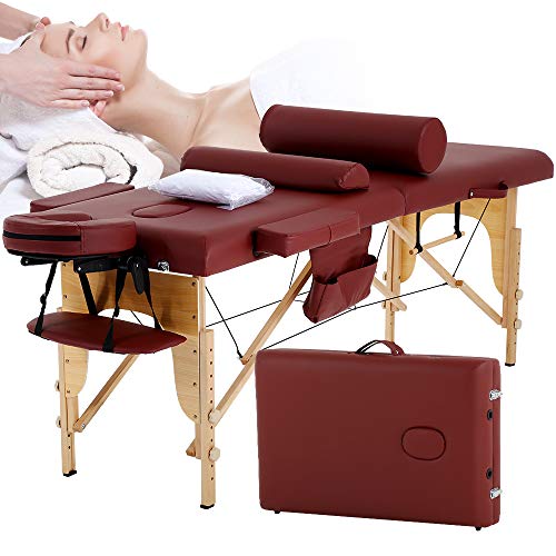 Portable Foldable Massage Table with Carry Case, Cream Q7113