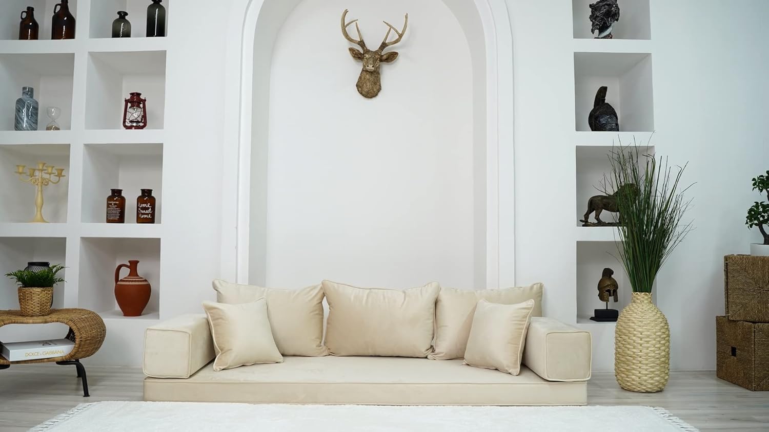 4" Thickness Velvet Floor Sofa U540635