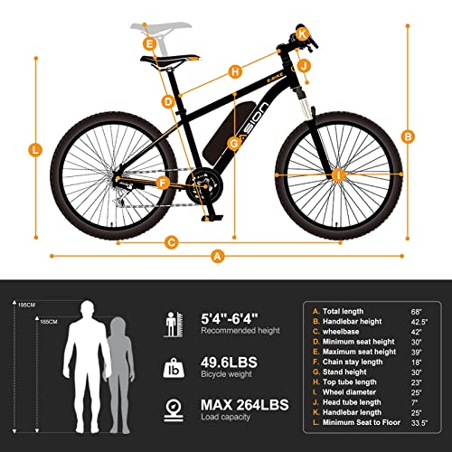 Electric Bike with 500W Motor, 40 Miles Range, 20 MPH, 360Wh Battery, 7-Speed, 26" Tires, Front Fork Suspension V301632