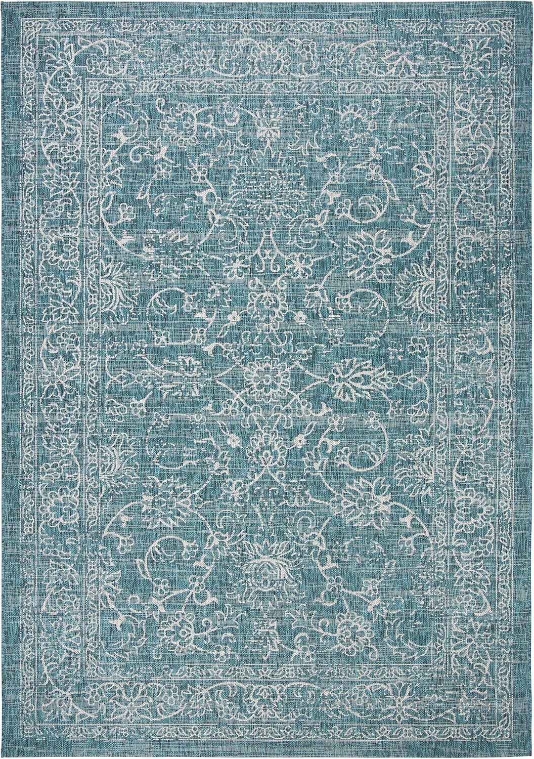 6'7" x 9'6" Turquoise Area Rug W2508