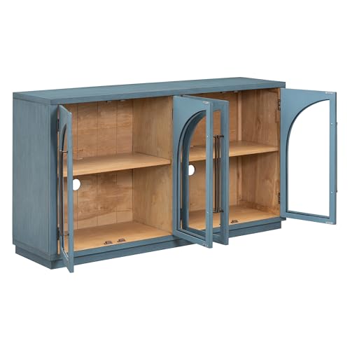 Black Large Sideboard Cabinet with 4 Glass Doors E1361