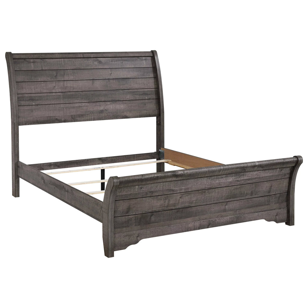 Gray King Size Bed Dresser Mirror Nightstand Set N946202