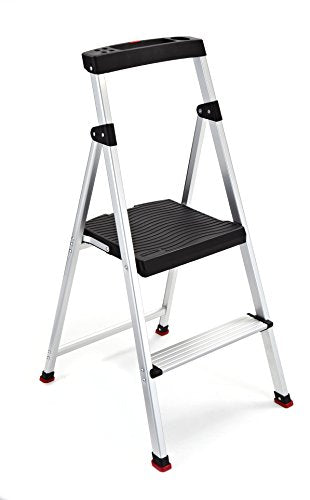 3-Step Lightweight Aluminum Folding Step Ladder with Project Tray, Gray T691