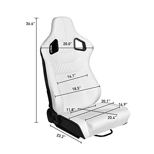 Pair of Bucket Seats with Dual Lock Sliders, PVC Leather (White) U5552