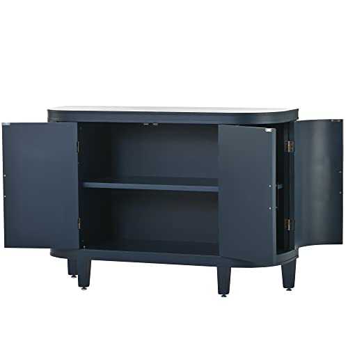 Grey Wooden Buffet Cabinet with Antique Pattern Doors B434