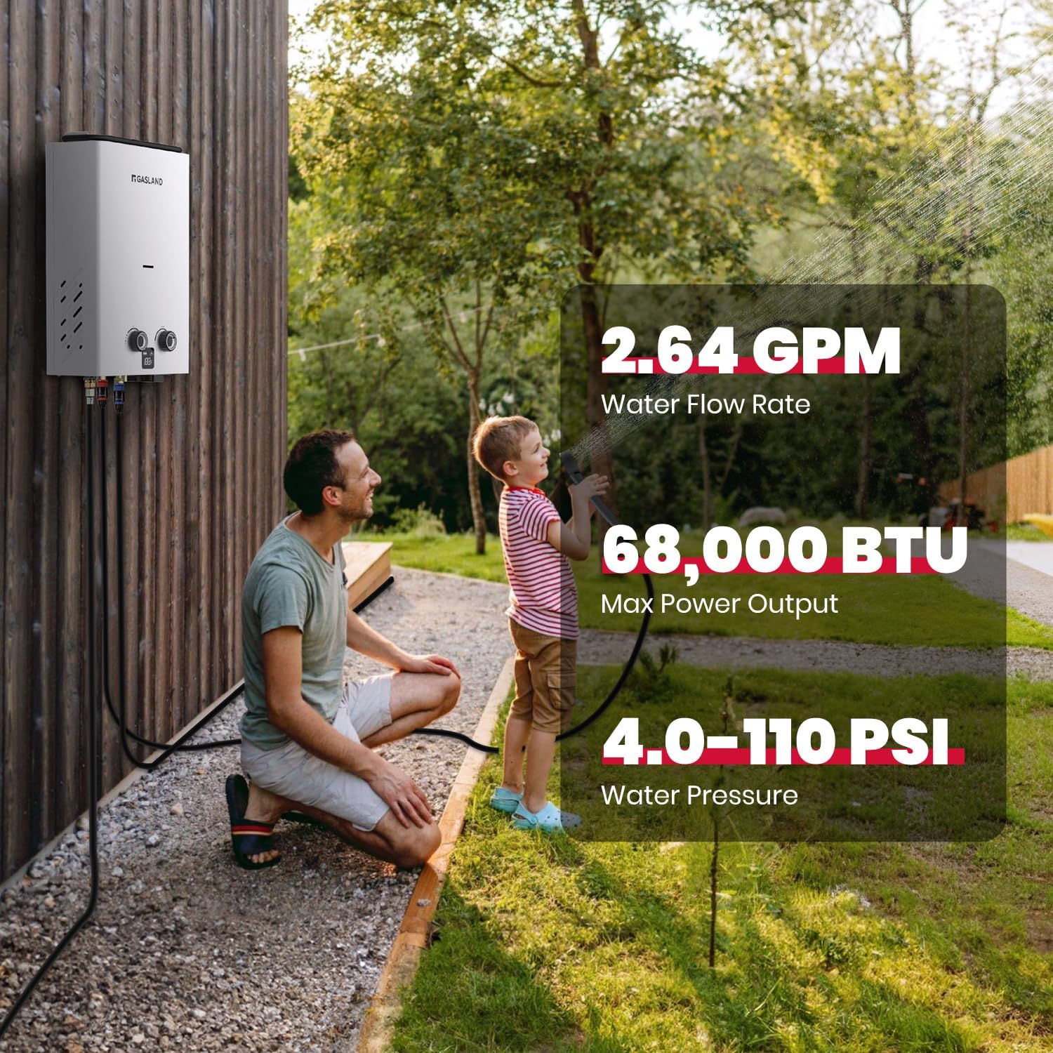 Propane Tankless Water Heater, 2.64GPM 10L, Ultra Slim Portable Hot Water Heater F652565