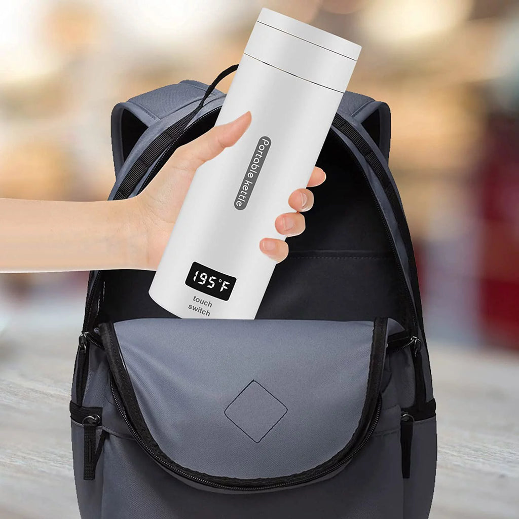 Portable Electric Kettle, 380ML Small Mini 304 Stainless Hot Water Maker F8229