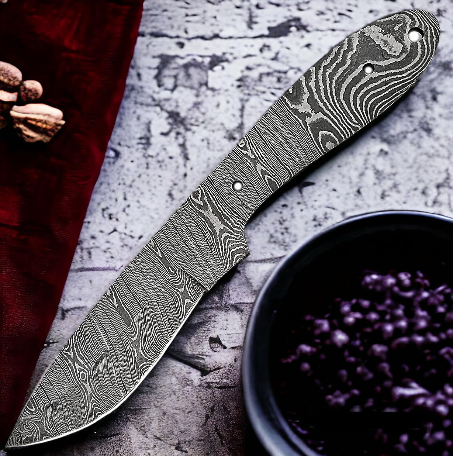 Damascus Steel Full Tang Blank Blade Knife U92648
