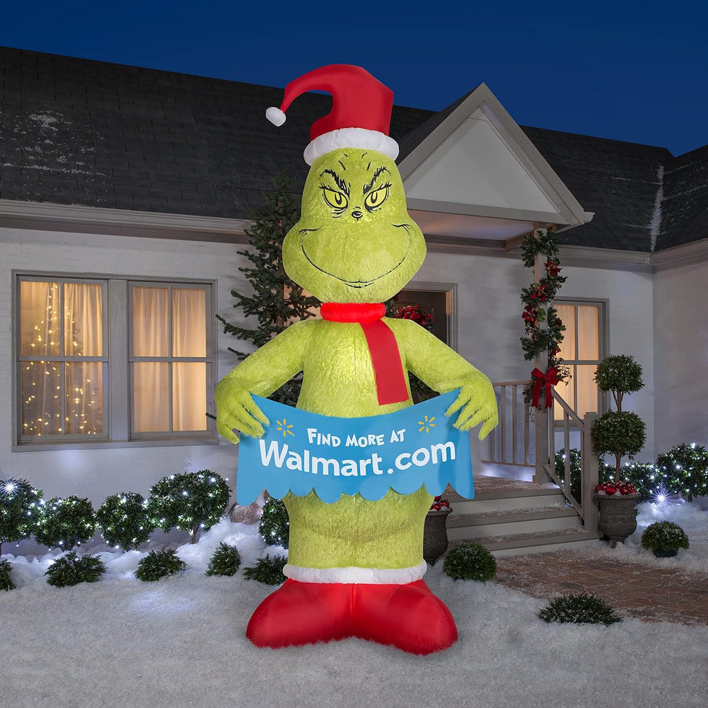 10' Airblown Mixed Media Dr. Seuss Grinch with Banner Q452884