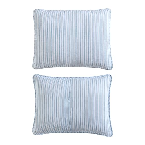 Queen Quilt Set, Reversible Cotton Bedding with Matching Shams, Light Blue Q29649