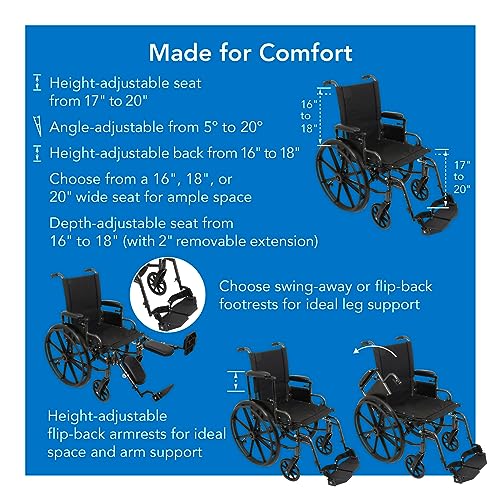 20" x 16" Height Adjustable Wheelchair with Elevating Leg Rest I2467