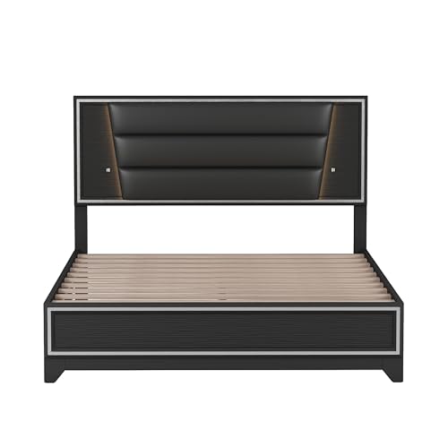 3-Pieces Queen Size Upholstered Bedroom Sets with LED Lights Y64225