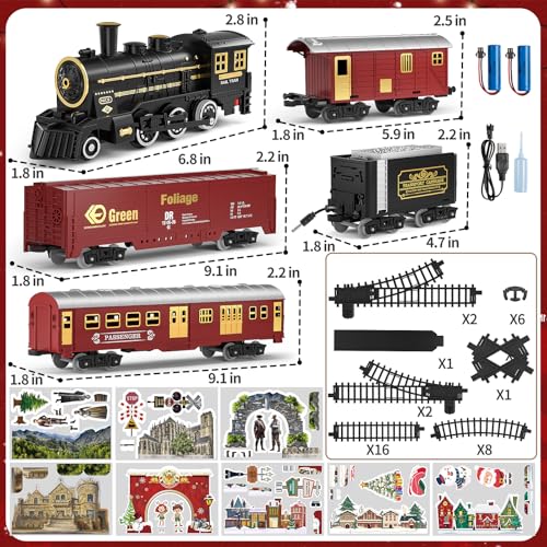 Large Electric Train Set with Realistic Sound, Lights and Smoke J41771