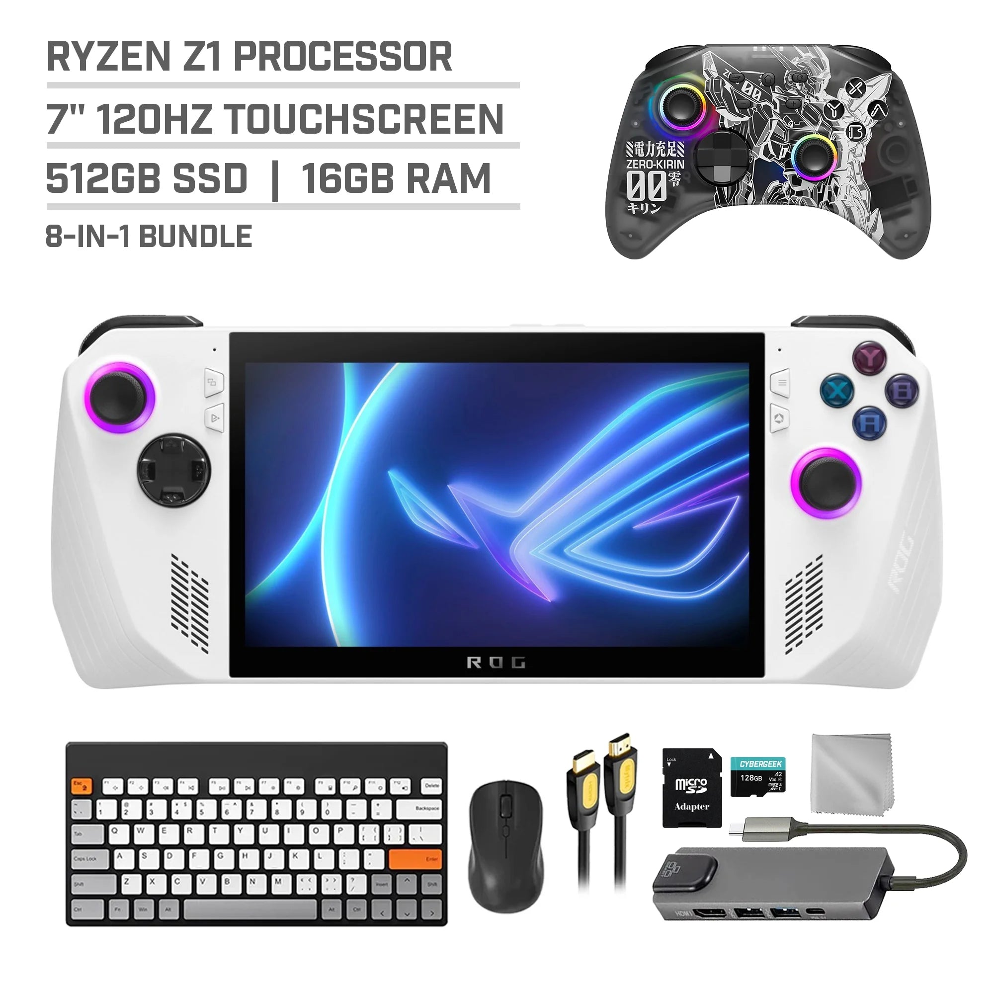 512GB Gaming Handheld 7-inch Touchscreen 120Hz FHD 1080p AMD Ryzen Z1 Processor Y3936