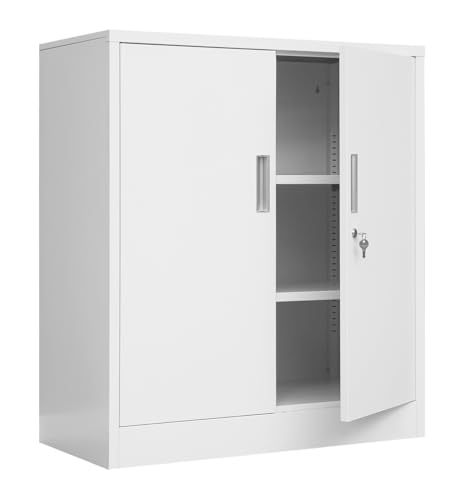 Black 36.2" H Metal Storage Cabinet with Shelves and Doors G52171
