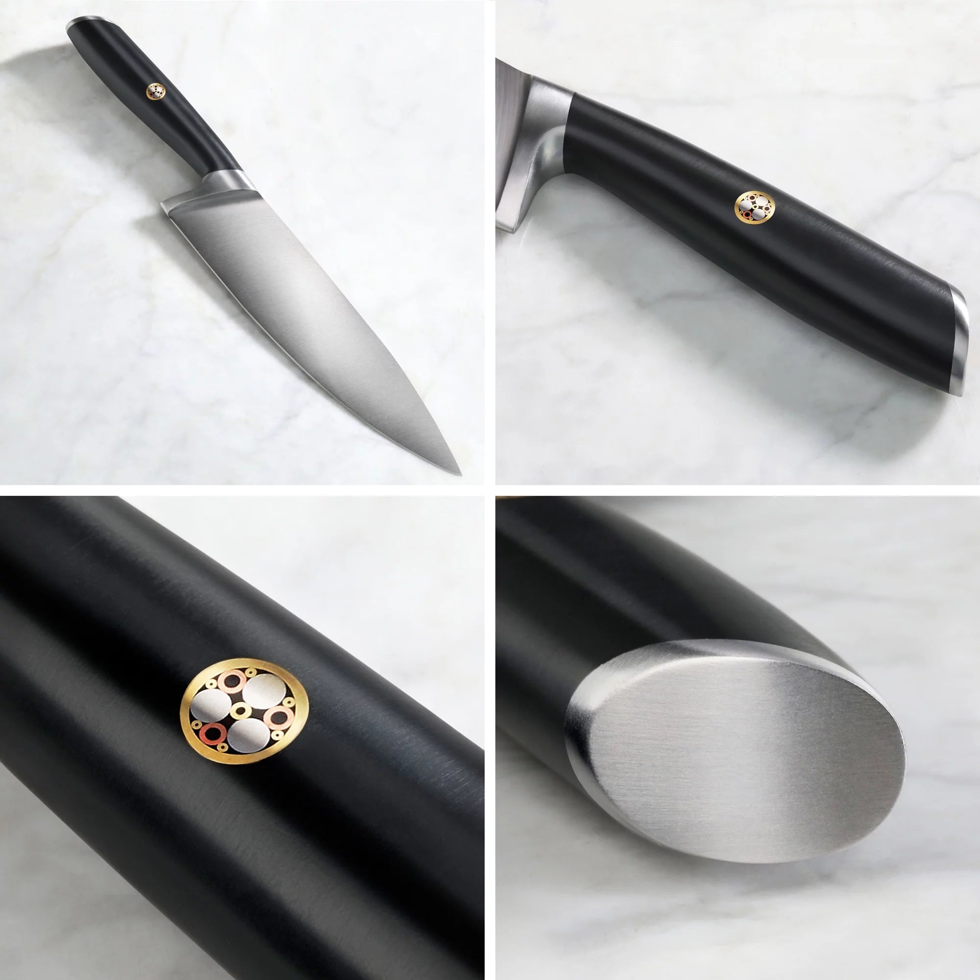 German Steel Forged 7" Santoku Knife, Black R219918