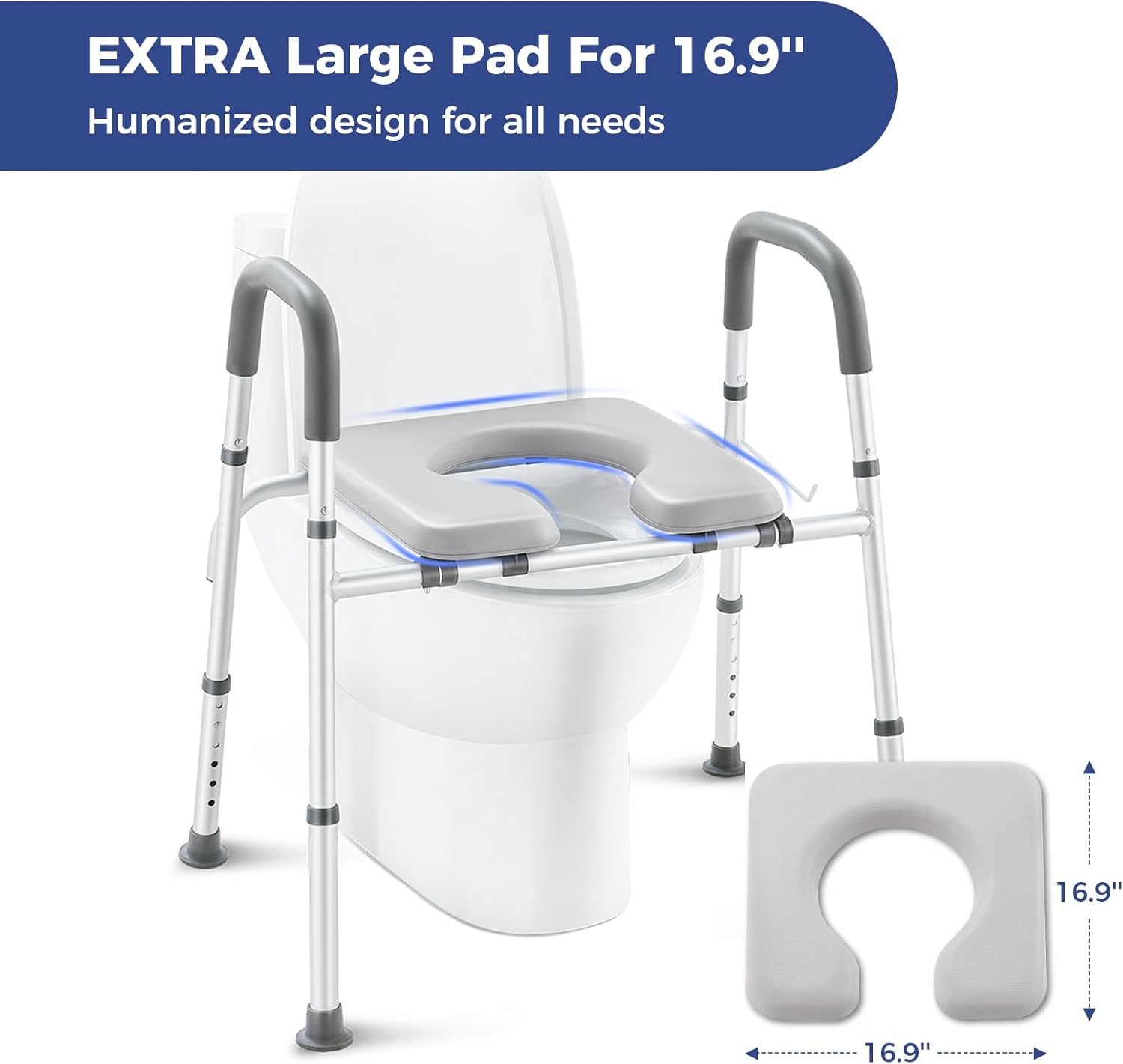 Adjustable Width Raised Toilet Seat with Handles Z325