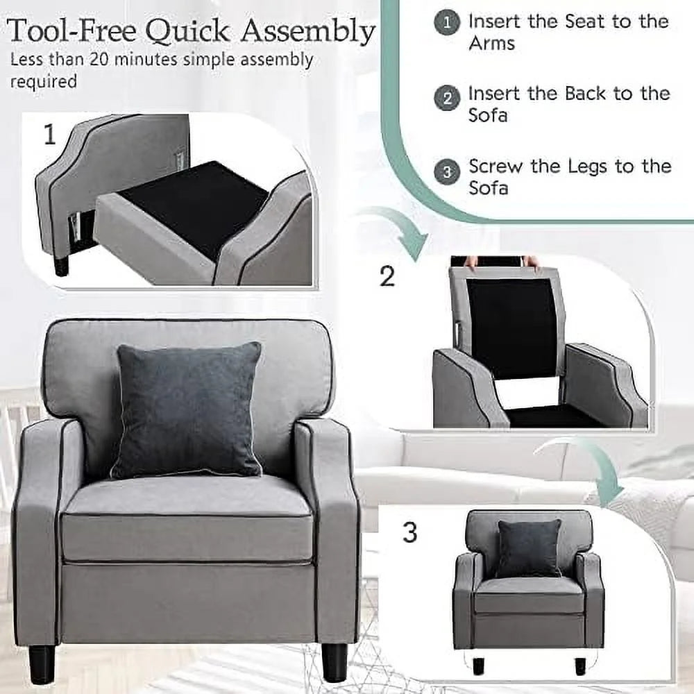 Light Gray Fabric Accent Armchair C89399