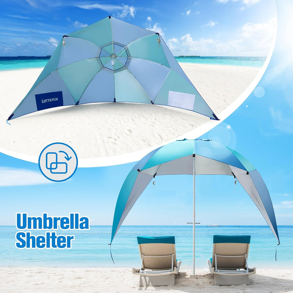 10-Foot Blue Green UPF 50+ Umbrella Shelter B6064