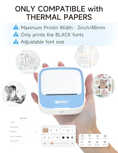 Grey Portable Thermal Sticker Printer with 1 Roll Sticker Paper L2499