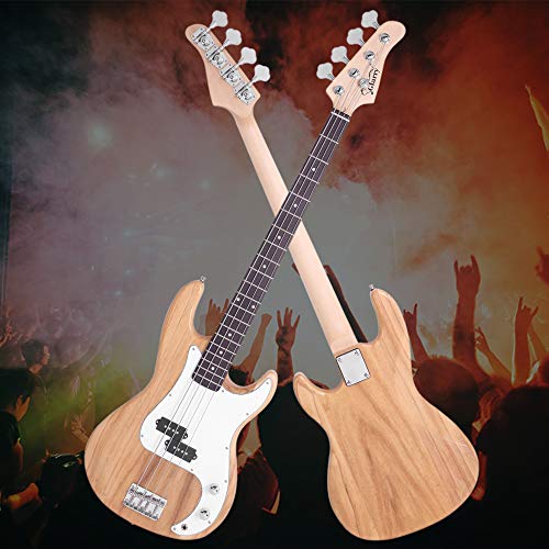 Full Size Electric Bass Guitar 4 String Canadian Maple Fingerboard with Cable, Strap, Bag and Accessories (White) Y2718