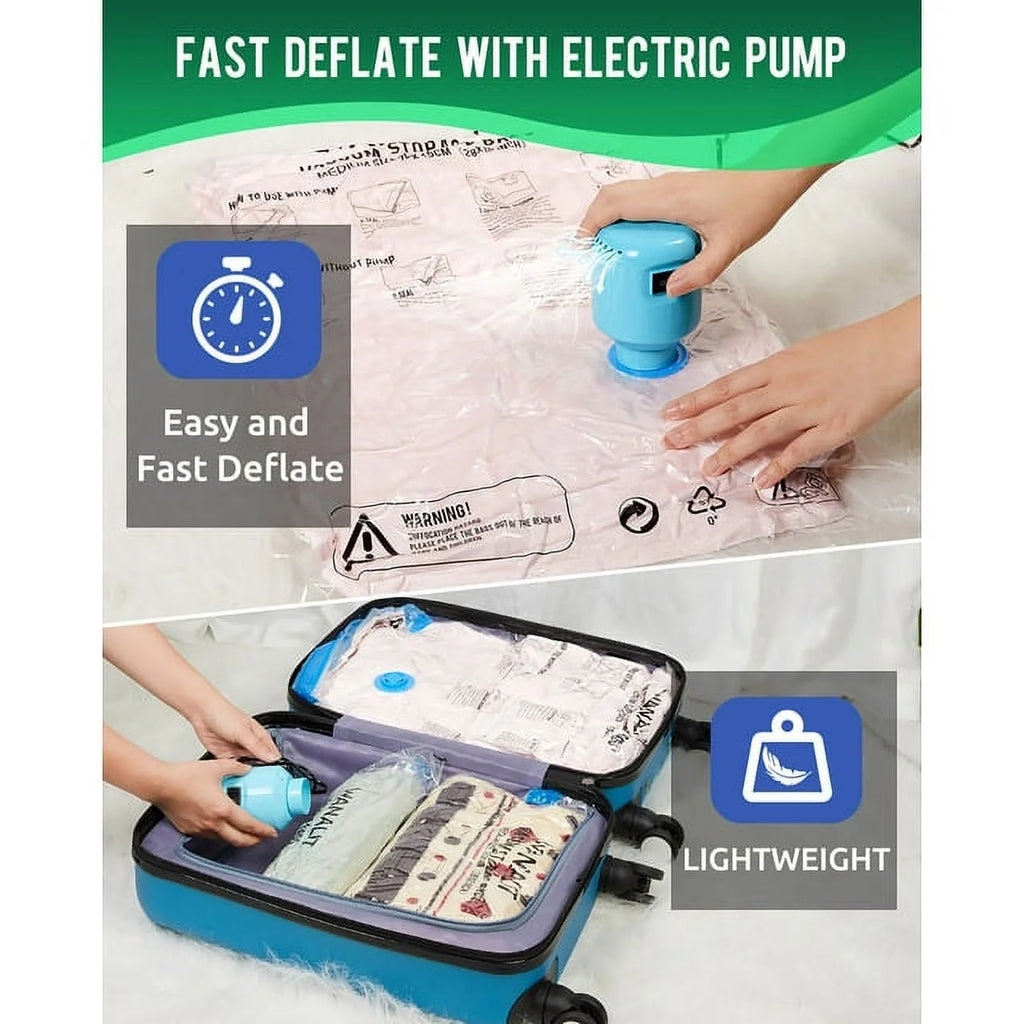 10 Pack Vacuum Storage Bags Small with Electric Air Pump Reusable Compression 24"x16" L348898
