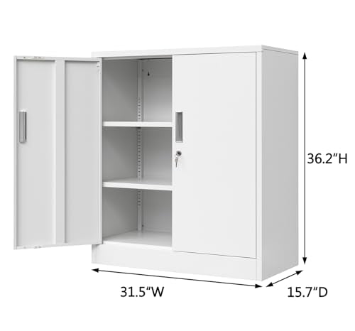 Black 36.2" H Metal Storage Cabinet with Shelves and Doors G52171