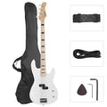 Full Size Electric Bass Guitar 4 String Canadian Maple Fingerboard with Cable, Strap, Bag and Accessories (White) Y2718