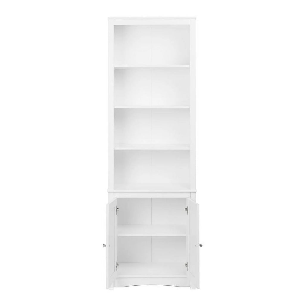 White 6 Shelf Bookcase with 2 Shaker Doors L3912