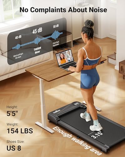 Walking Pad Treadmill Under Desk with Remote Control LED Display U546355