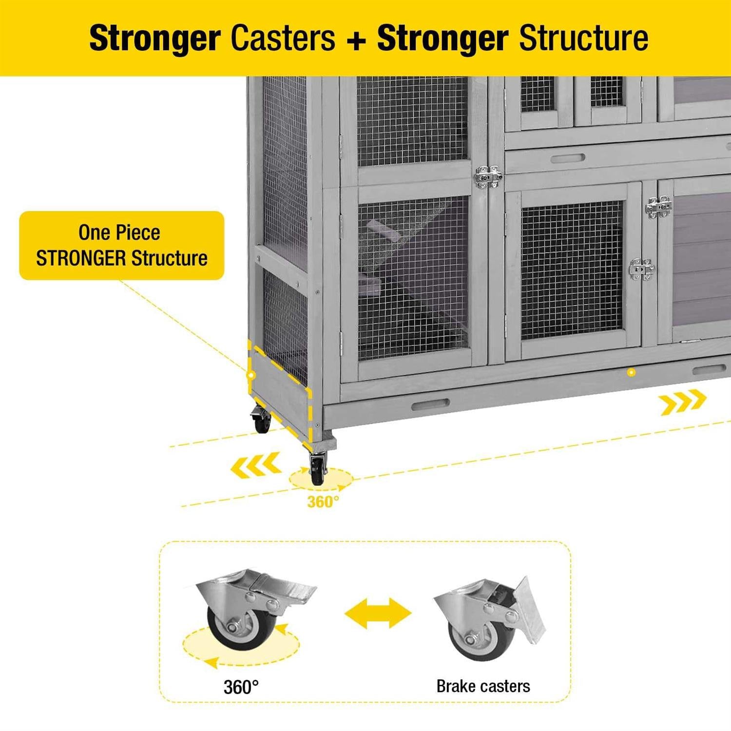 47 Two Story Rabbit Hutch Bunny Cage with Wheels L802