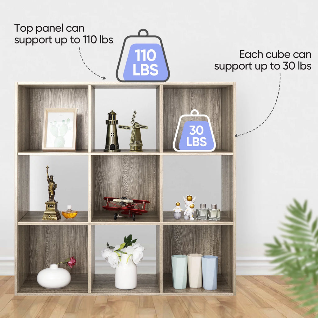 3-Tier 9 Cube Storage Organizer Wood Bookcase Bookshelf Black T6649