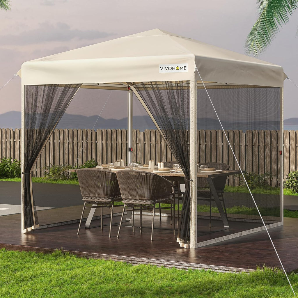 12x12ft Pop-Up Gazebo Screen Tent with Mosquito Netting T4589