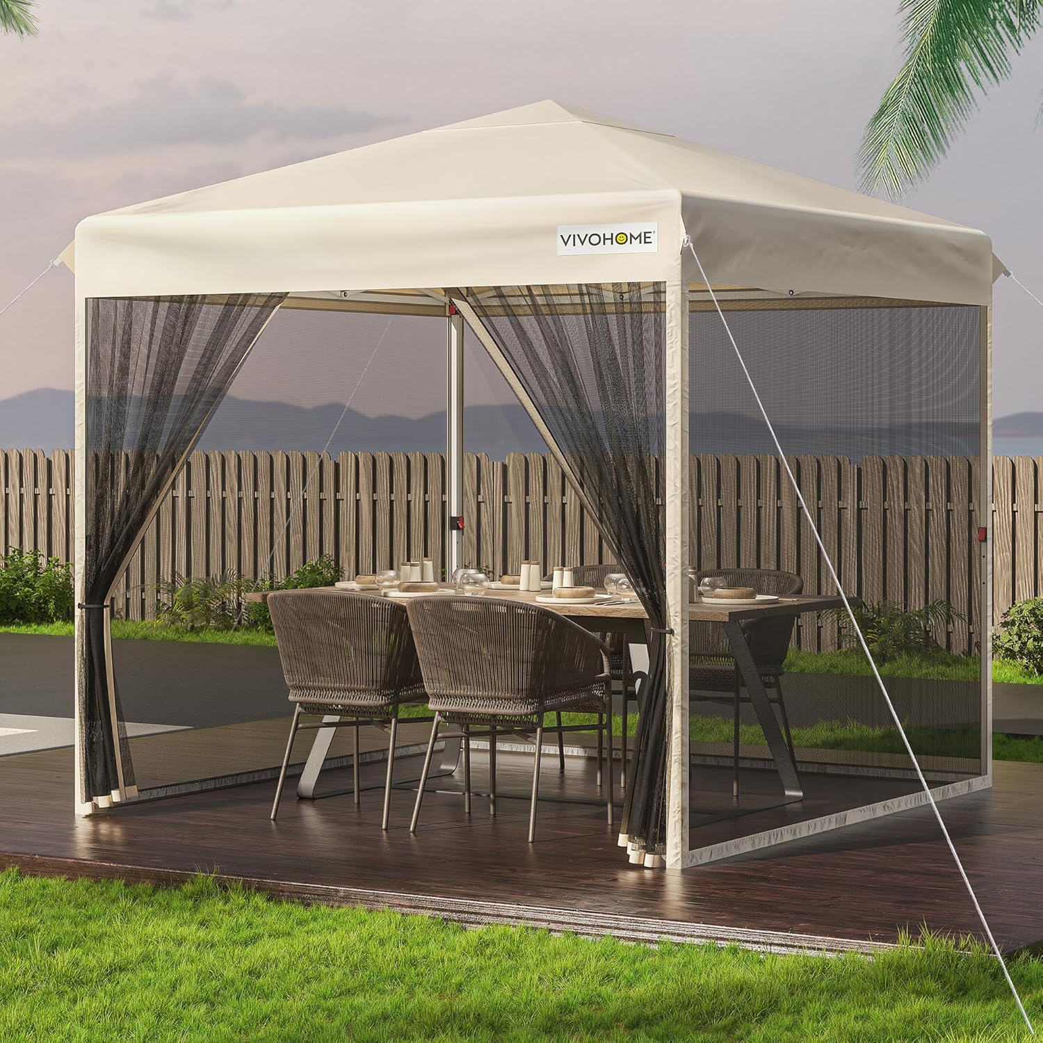 12x12ft Pop-Up Gazebo Screen Tent with Mosquito Netting T4589