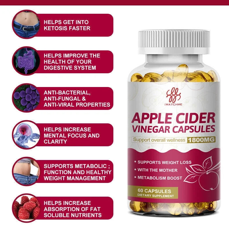 Apple Cider Vinegar Capsules 1800mg 60 Count S2193