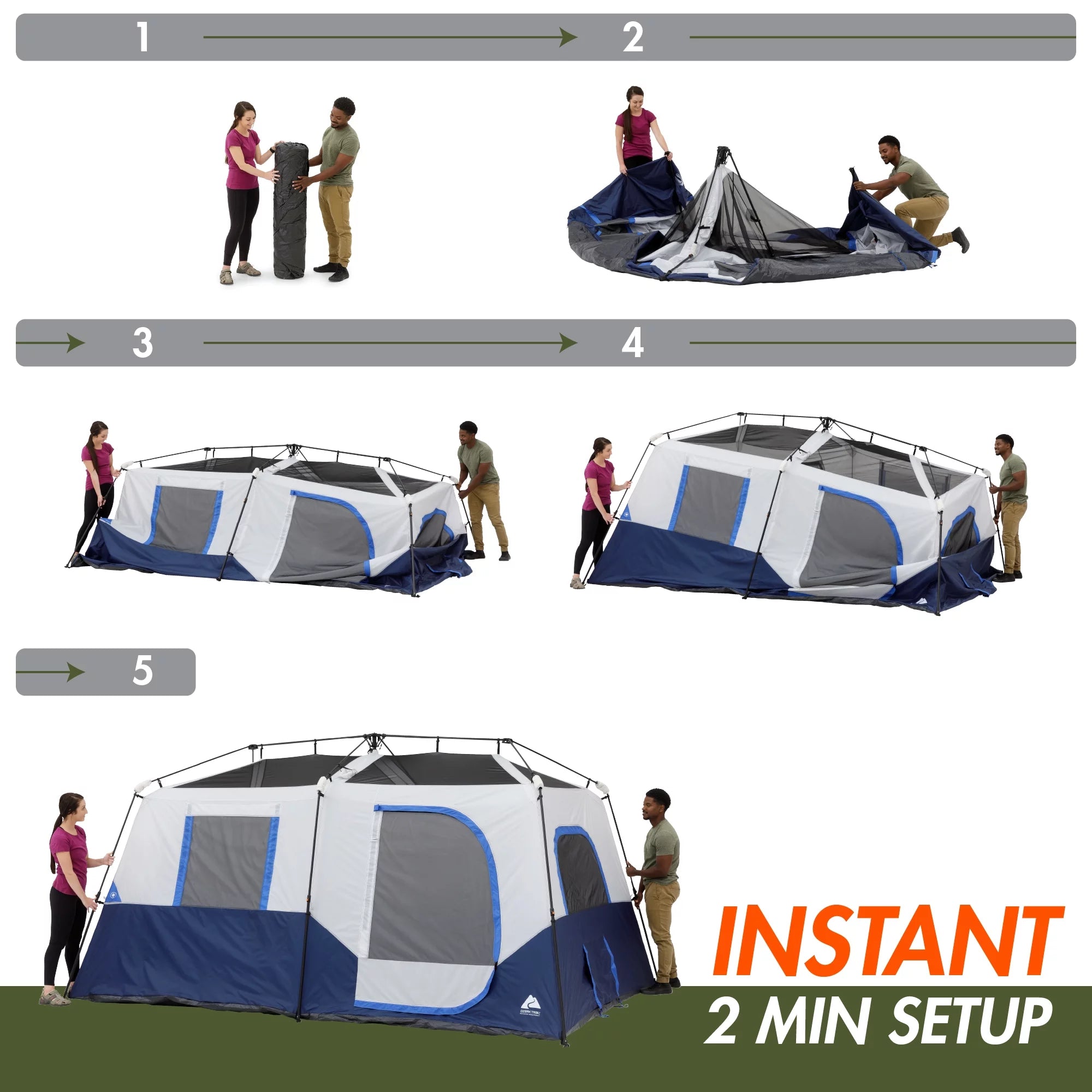 13' x 9' 8-Person Cabin Tent with LED Lighted Poles Q63192