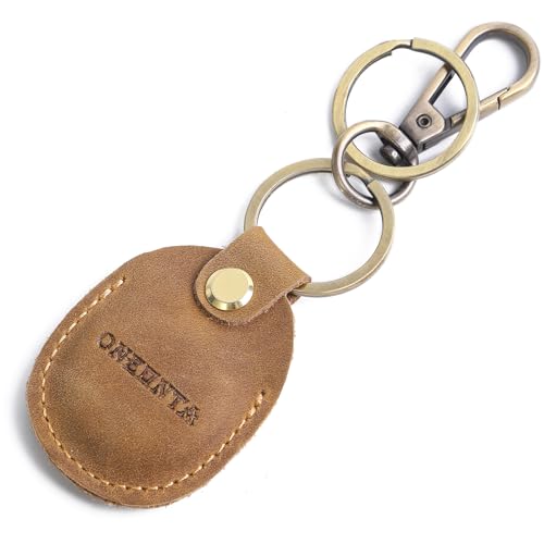 Brown Leather Airtag Holder Keychain Y5188