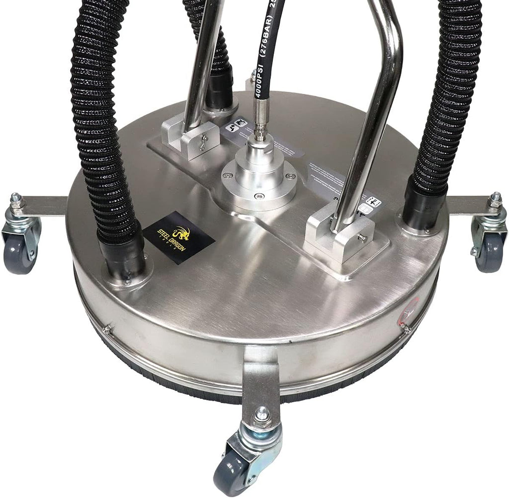 21" Stainless Steel Surface Cleaner with Vacuum Port, Wheels, and Wand Pressure Washer Attachment 4000 PSI U1533