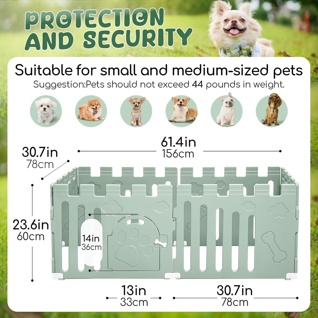 Green 6-Panel Plastic Dog Playpen G7597