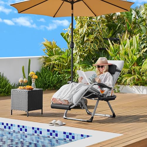 Gray Folding Reclining Lounge Chair with Removable Pad G170