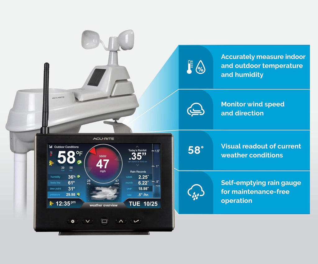White Black Weather Station with HD Display U69875