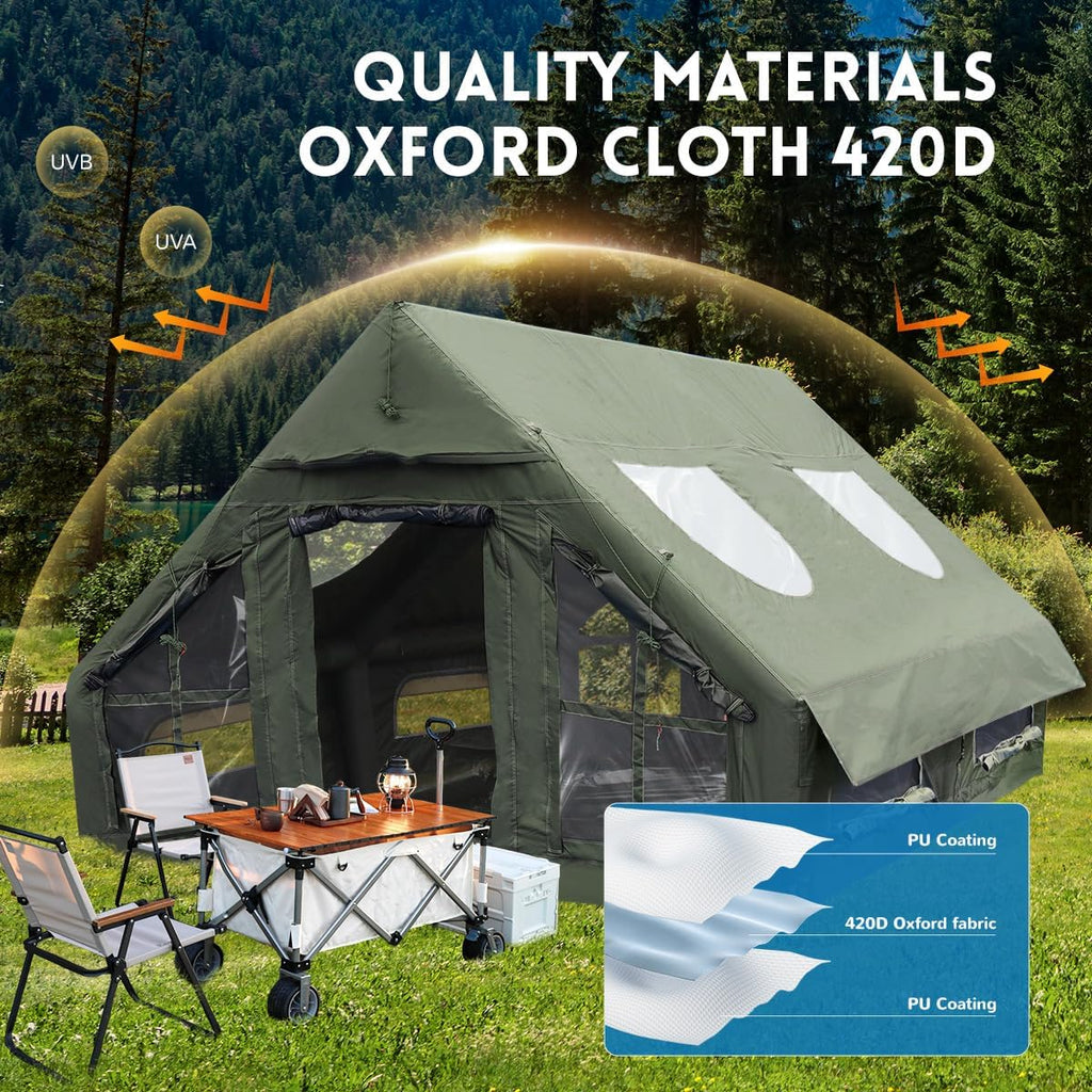 Inflatable Camping Tent with Pump, 4 Season, Waterproof Q9221