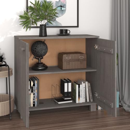 Light Gray Solid Wood Pine Sideboard with 2 Doors Q394