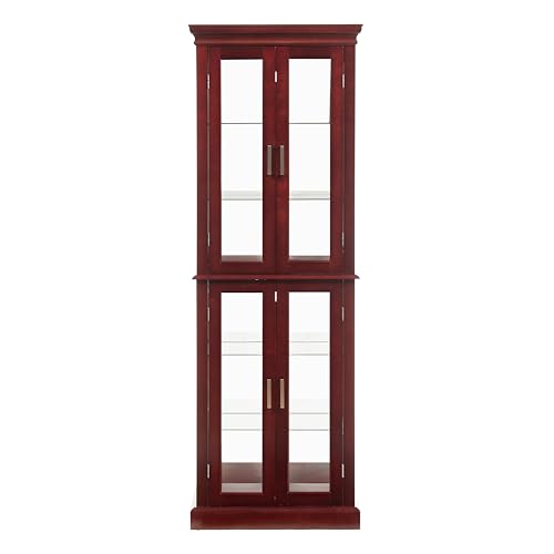 Lighted Corner Curio Cabinet with Adjustable Shelves & Mirrored Back Z653