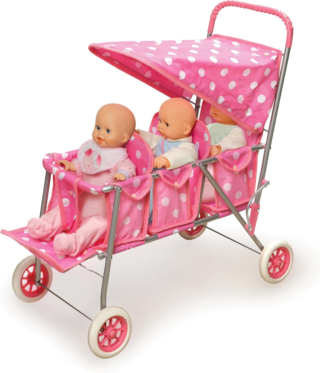 Pink Polka Dots Triple Doll Stroller V875