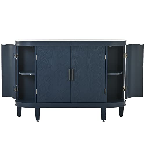Grey Wooden Buffet Cabinet with Antique Pattern Doors B434